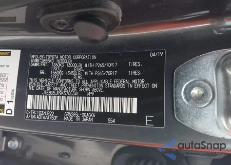 2019 Toyota 4Runner Sr5 Premium z USA, uszkodzony, nr VIN JTEBU5JR9K5705341